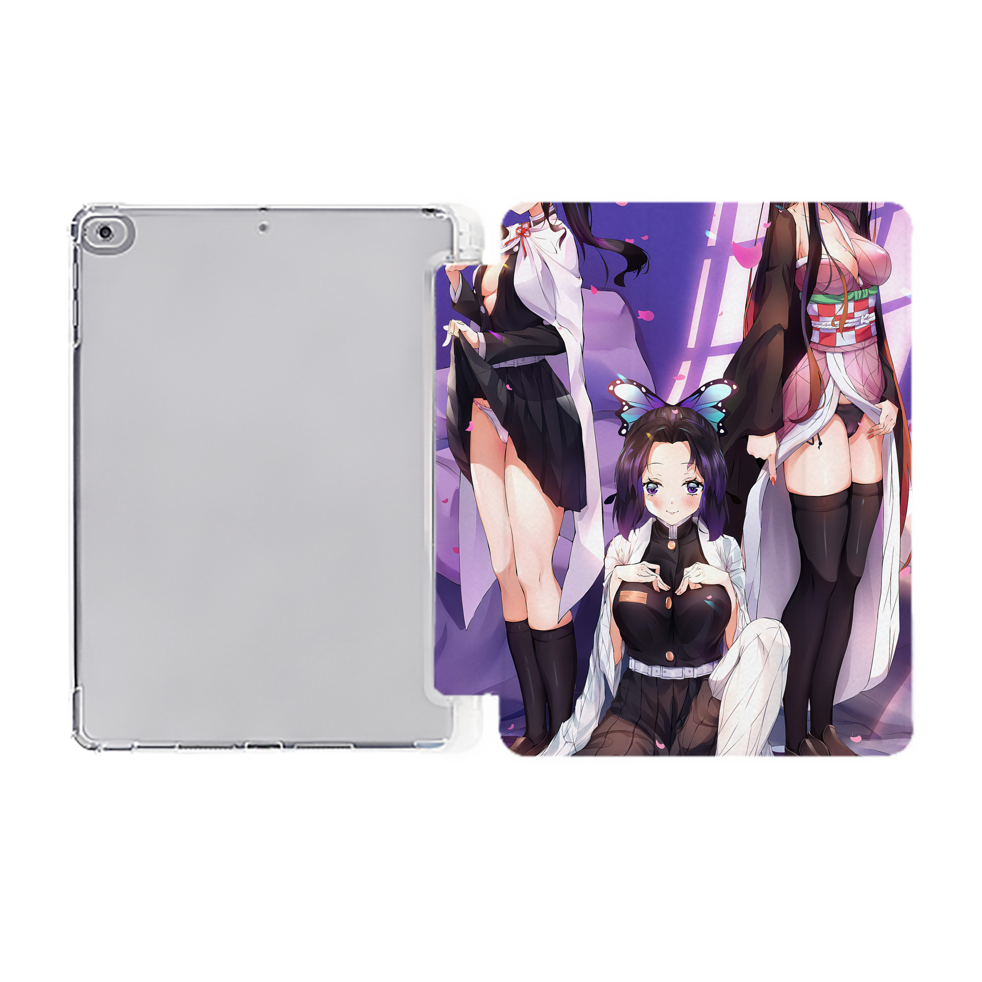 （画像用） 鬼滅の刃（きめつのやいば）竈門 禰󠄀豆子／かまど ねずこ Kamado Nezuko IPad ケース ペン収納付き 三つ折りスタンド PUレザー×シリコン 対応機種9.5/10.5/10.9インチ